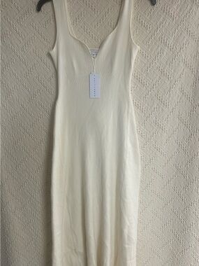 Baltic Born Cream Ribbed V-Neck Maxi Dress